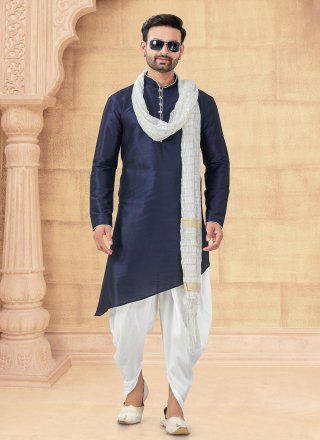 Art Silk Dhoti Kurta with Fancy and Plain Work