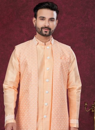 Art Silk Indo Western Sherwani with Embroidered Work