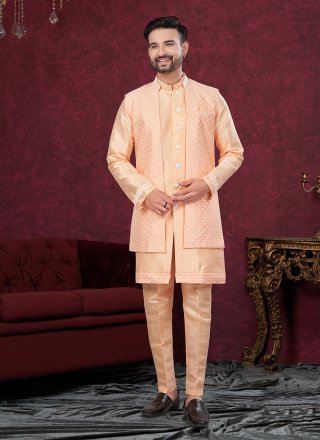Art Silk Indo Western Sherwani with Embroidered Work