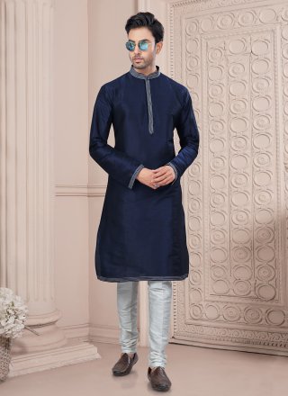 Art Silk Kurta Pyjama In Blue