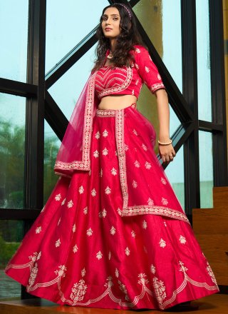 Art Silk Lehenga Choli with Embroidered Work
