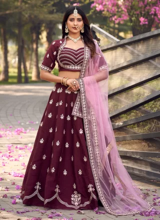 Buy Wine Lehenga And Blouse Georgette Embroidered Sequin Square Wave Set  For Women by Kohsh Online at Aza Fashions.