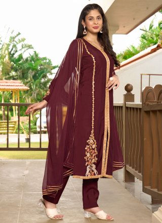Art Silk Readymade Salwar Suit with Embroidered Work