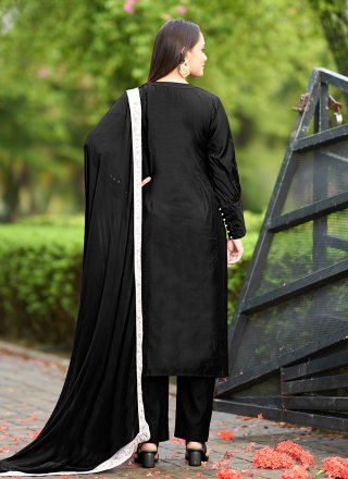Art Silk Salwar Suit In Black