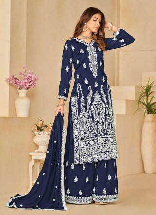 Art Silk Salwar Suit In Blue