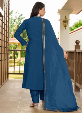 Art Silk Salwar Suit In Blue