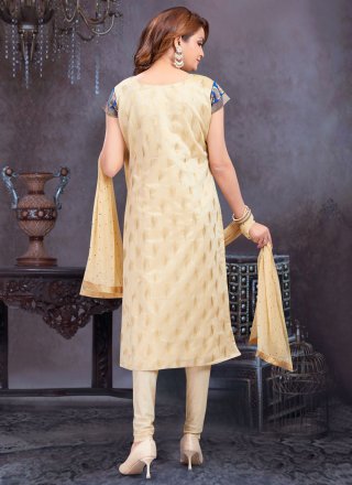 Art Silk Salwar Suit In Cream