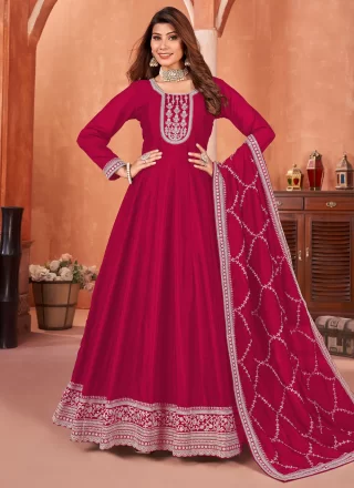 Art Silk Salwar Suit In Pink