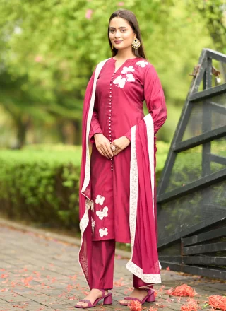 Art Silk Salwar Suit In Pink