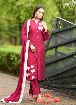 Art Silk Salwar Suit In Pink