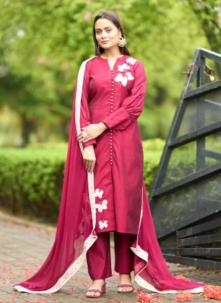Art Silk Salwar Suit In Pink
