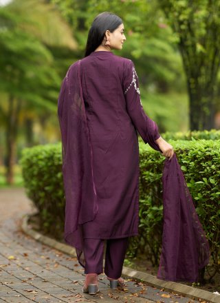 Art Silk Salwar Suit with Embroidered Work