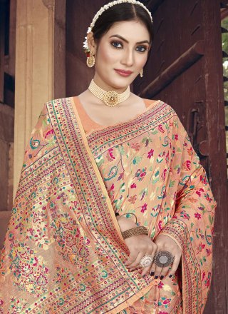 Art Silk Traditional Saree In Peach