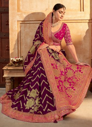 Aspiring Multi Colour Silk Classic Sari with Patch Border and Embroidered Work