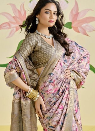 Aspiring Multi Colour Silk Classic Sari with Weaving Work