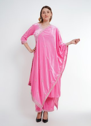 Auspicious Pink Rayon Palazzo Salwar Suit