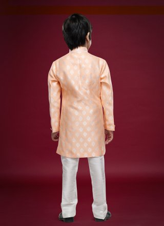 Banarasi Jacquard Sherwani Kids Wear with Fancy Work