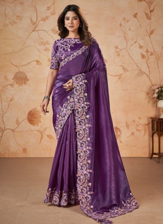 Banarasi Silk Classic Sari In Purple