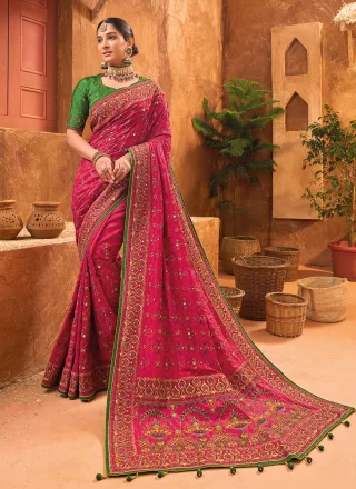 Banarasi Silk Contemporary Saree In Pink