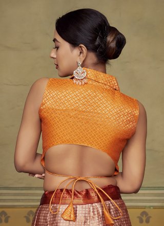 Banarasi Silk Designer Blouse In Orange