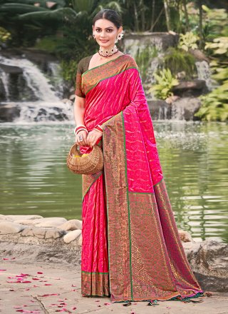 Soft Pink Pure Katan Silk Banarasi Handloom Saree