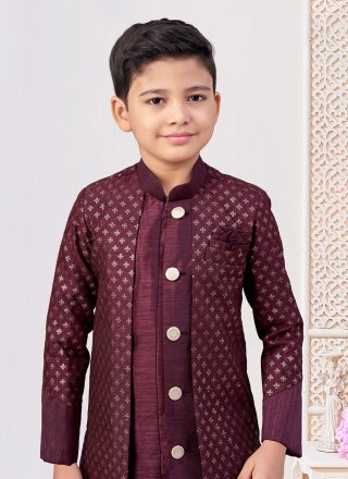 Banarasi Silk Indo Western Sherwani In Brown