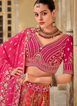 Banarasi Silk Lehenga Choli with Cord, Embroidered, Sequins, Thread, Weaving and Zari Work