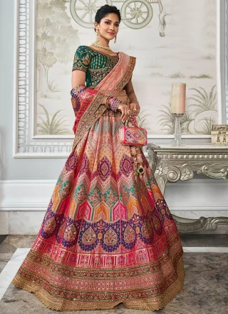 Elegant Red lehenga choli for women ready to wear, Banarasi silk(Jacquard) With Weaving Zari Work 2024 lehenga choli for women sangeet