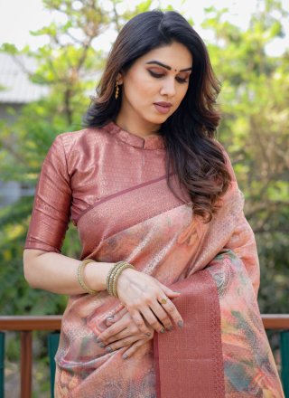 Banarasi Silk Trendy Saree In Brown