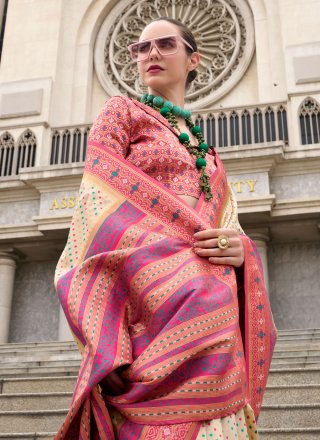 Banarasi Silk Trendy Saree In Cream