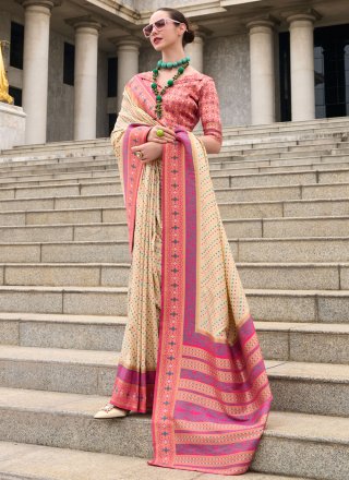 Banarasi Silk Trendy Saree In Cream