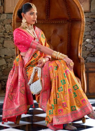 Banarasi Silk Trendy Saree In Mustard