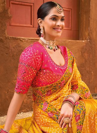 Banarasi Silk Trendy Saree In Yellow