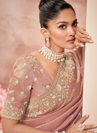 Banarasi Silk Trendy Saree with Embroidered, Sequins and Thread Work