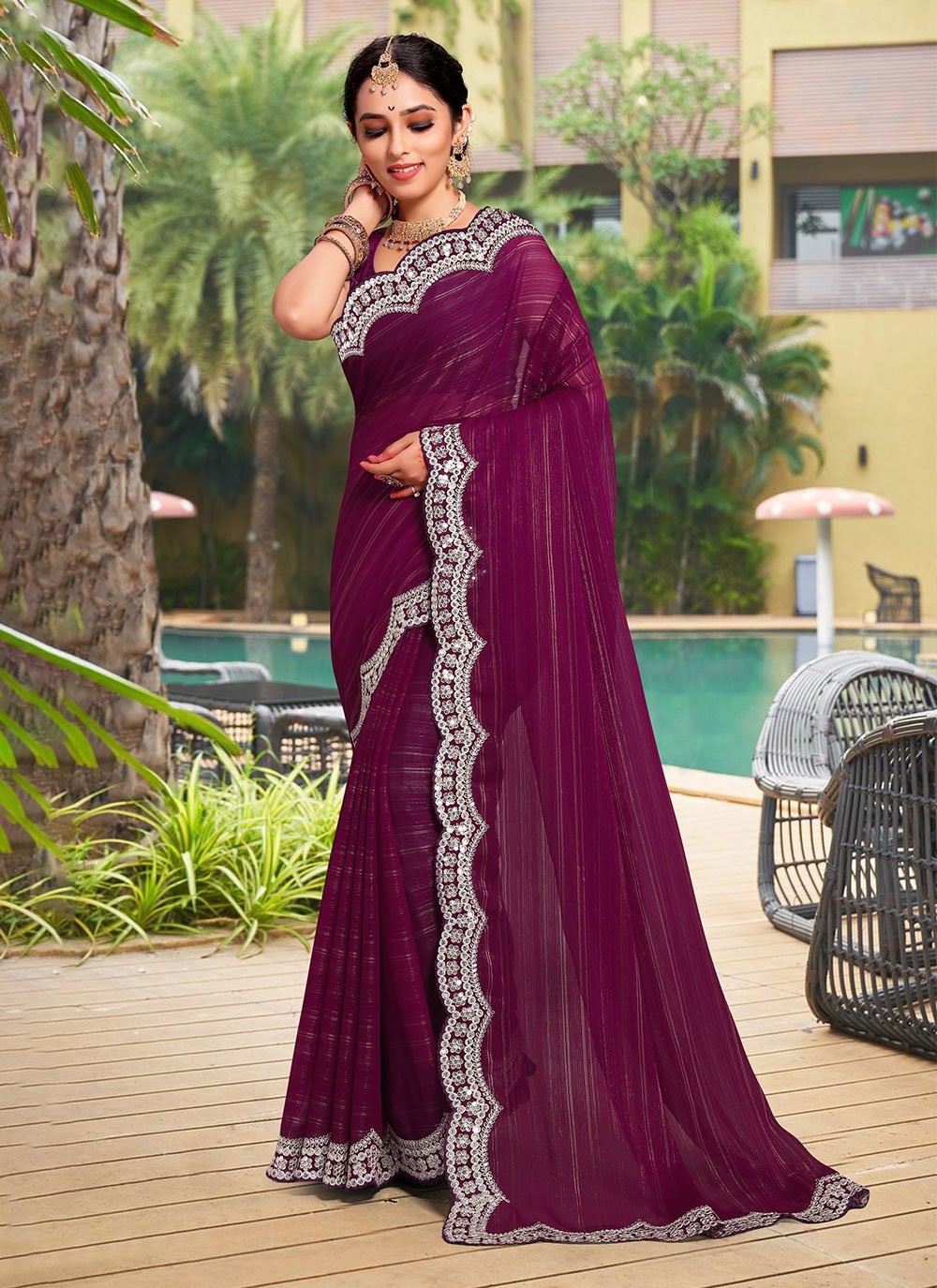 Silk Embroidered Saree, Wedding at Rs 1200 in Surat | ID: 12684771655