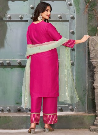 Beauteous Hot Pink Art Silk Salwar Suit