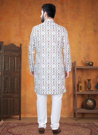 Bedazzling Multi Colour Cotton Kurta Pyjama