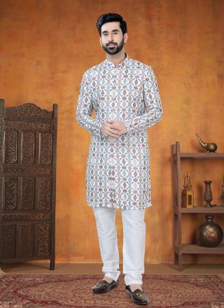 Bedazzling Multi Colour Cotton Kurta Pyjama