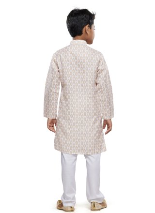 Beige Cotton Digital Print Work Kurta Pyjama