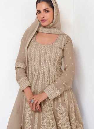 Beige Georgette Palazzo Salwar Suit