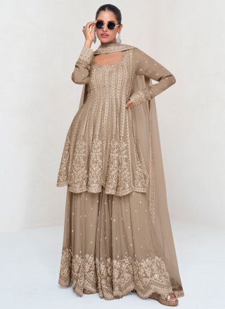 Beige Georgette Palazzo Salwar Suit