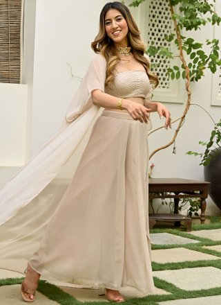Beige Georgette Readymade Salwar Suit