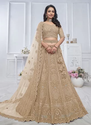 Indian Bollywood Trending Beige lehenga choli for Girls with Beautiful outlet Embroidery Sequins Work Traditional Wedding Party Wear lehengas choli