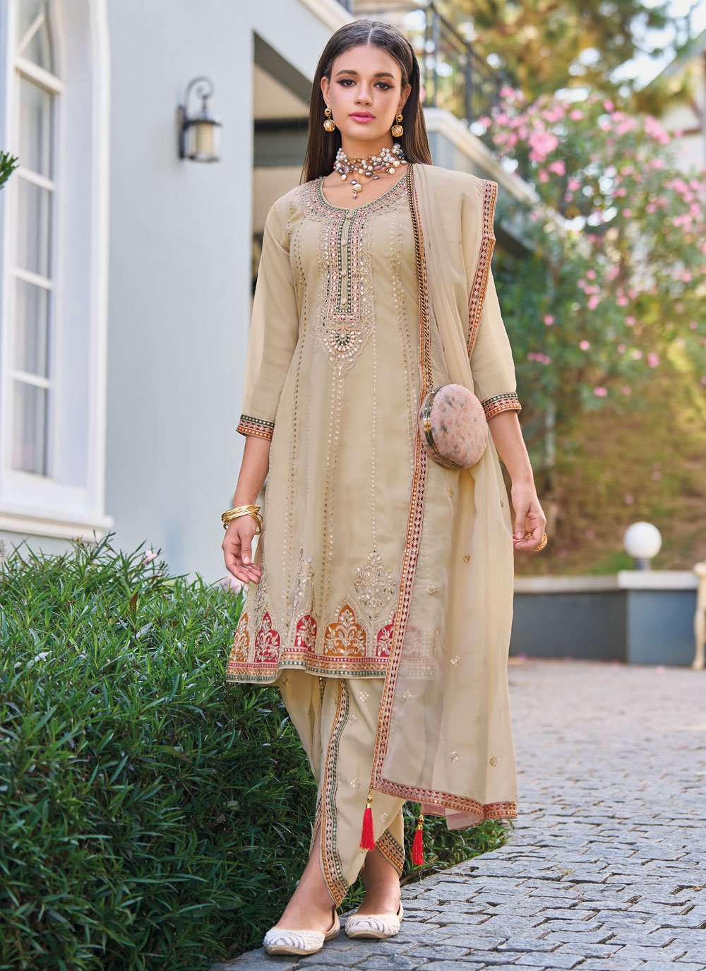 Punjabi Suit with Plazo, Ankle Length Straight Pant with Suits