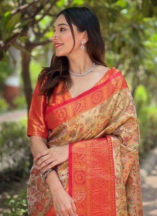 Beige Silk Traditional Saree