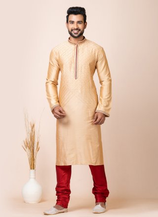 Beige Viscose Kurta Pyjama