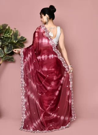 Black and Red Tissue Trendy Saree
