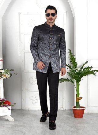 Black Art Silk Jacket Style with Fancy and Thread Work for Ceremonial
