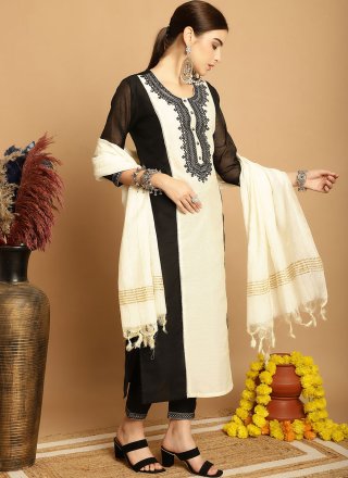 Black Chanderi Embroidered Work Pant Style Suit for Ceremonial