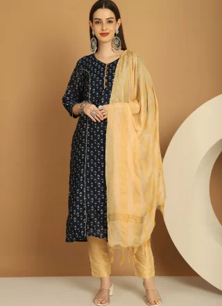 Black Chanderi Salwar Suit with Print Work